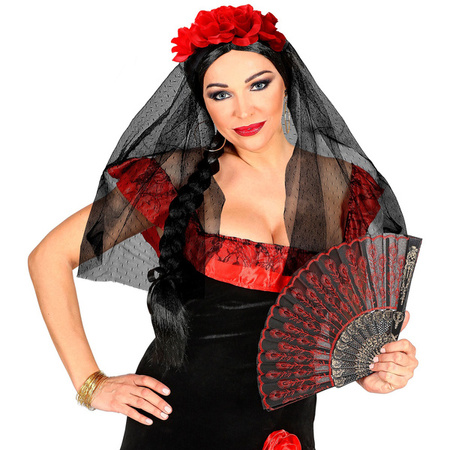 OPASKA CZARNY WELON Z RÓŻAMI