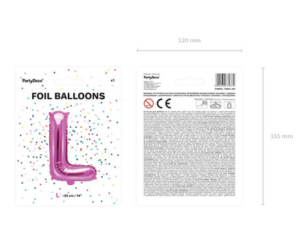 BALON FOLIOWY 35cm, LITERA L RÓŻOWA