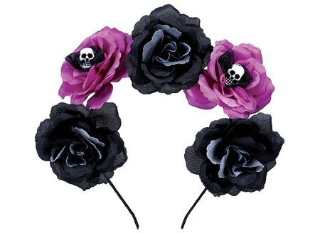 OPASKA KWIATY CZARNO-FIOLETOWE LOS MUERTOS