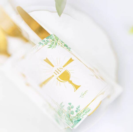 KIESZONKI NA SZTUĆCE ZŁOTY KIELICH IHS 16 SZT 