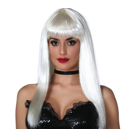 PERUKA BIAŁA  DŁUGIE WŁOSY 