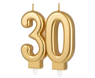 ŚWIECZKA URODZINOWA CYFRA 30 7,7 CM ZŁOTA