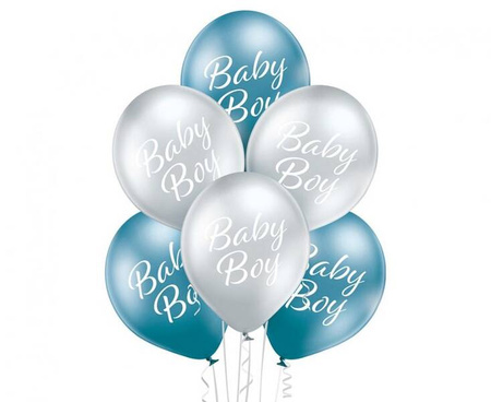 Balony lateksowe D11 Baby Boy 1C2S 6 szt 30 cm baby shower chłopca chłopiec