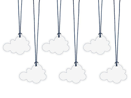 Zawieszki Chmurka, mix, 7,1 x 5,2cm (1 karton / 40 op.) (1 op. / 6 szt.)