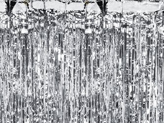 BŁYSZCZĄCA KURTYNA SREBRNA 90x250 cm