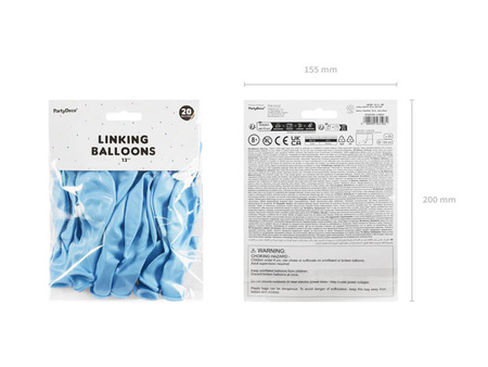 BALONY LATEKSOWE Z ŁĄCZNIKIEM 33 CM JASNY NIEBIESKI 20 szt.