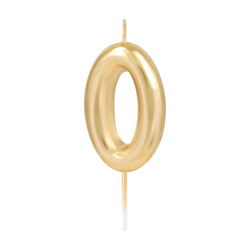 ŚWIECZKA URODZINOWA CYFRA 0 ZŁOTA POŁYSK 6 CM