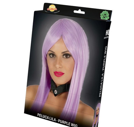 PERUKA WŁOSY PROSTE FIOLETOWE ZAPAKOWANE