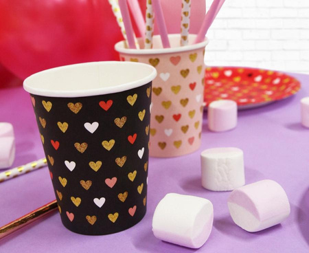 KUBECZKI PAPIEROWE KOLEKCJA XOXO (CZARNE) 250 ML 6 SZT.