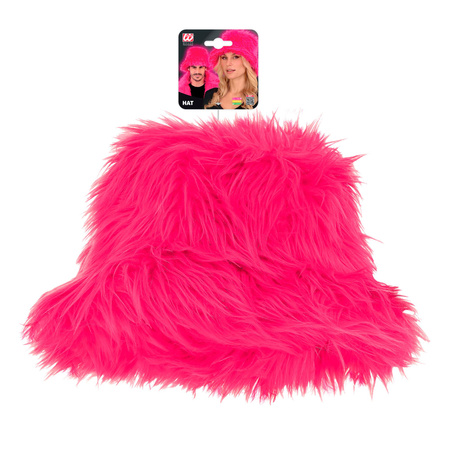 KAPELUSZ FUTRZASTY NEONOWY RÓŻ 