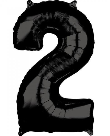 BALON FOLIOWY CYFRA 2 CZARNY 66 CM