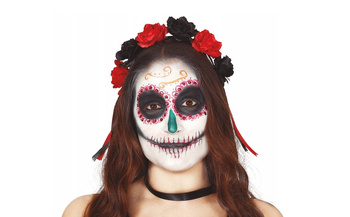 OPASKA LOS MUERTOS CZARNO-CZERWONE RÓŻE