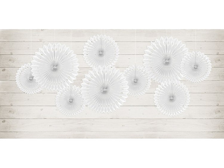 Rozety dekoracyjne, biały, 20-30cm (1 karton / 50 op.) (1 op. / 3 szt.)