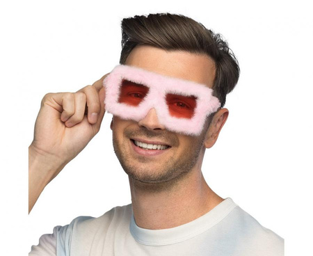 Okulary party puszyste różowe z futerkiem unisex party 