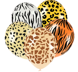 BALONY Z NADRUKIEM ZWIERZĘCYM SAFARI 5 SZT 28 CM