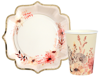 ZESTAW POLNE KWIATY TALERZYKI+KUBECZKI