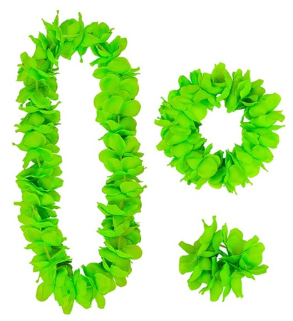 ZESTAW HAWAJSKI ZIELONY NASZYJNIK WIANEK BRANSOLETKA 