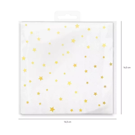 SERWETKI BIAŁE ZŁOTE GWIAZDKI 10SZT