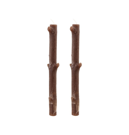 ŚWIECE BRĄZOWE GAŁĘZIE 2 SZT. 25 CM