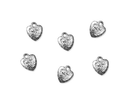 Aplikacje Serce, srebrny, 17mm (1 karton / 50 op.) (1 op. / 25 szt.)