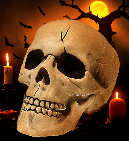 CZASZKA PLASTIKOWA Z RUCHOMĄ SZCZĘKĄ 21 CM 