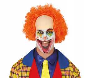 PERUKA Z ŁYSINĄ POMARAŃCZOWE WŁOSY KLAUNA