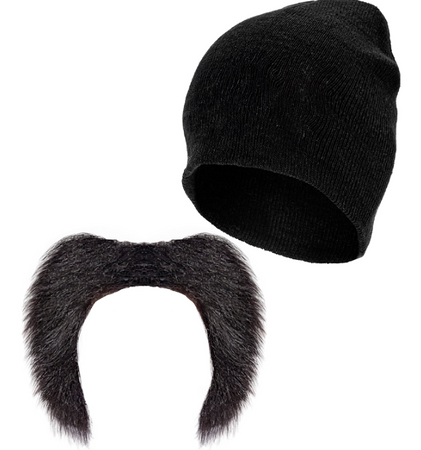 ZESTAW WIĘŹNIA MOTOCYKLISTY ROCKOWY CZAPKA WĄSY