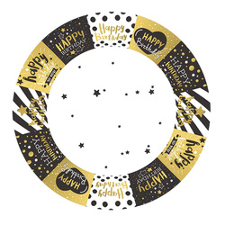 TALERZYKI PAPIEROWE HAPPY BIRTHDAY 23 CM