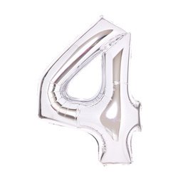 BALON FOLIOWY CYFRA 4 SREBRNY 66 CM