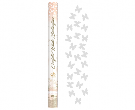 TUBA KONFETTI MOTYLKI BIAŁE 60 CM