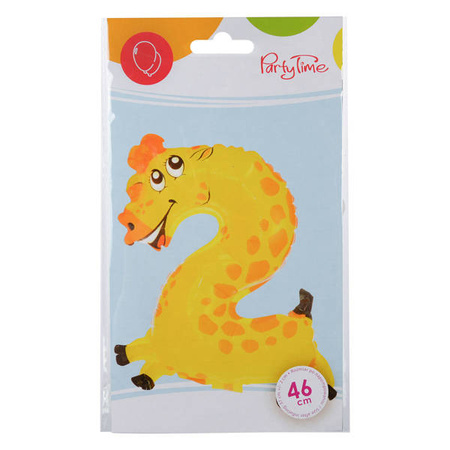 BALON FOLIOWY ZWIERZĄTKO CYFRA 2 45 CM