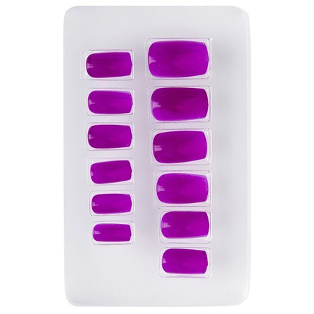 ZESTAW PAZNOKCI NEONOWY FIOLET 12 SZT