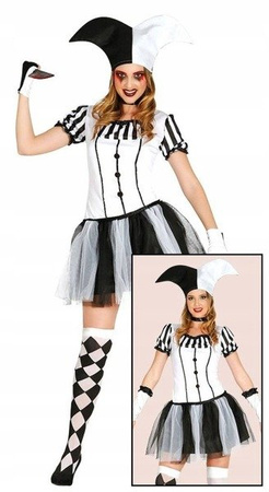 STRÓJ PANI BŁAZEN ARLEKIN CZARNO-BIAŁY