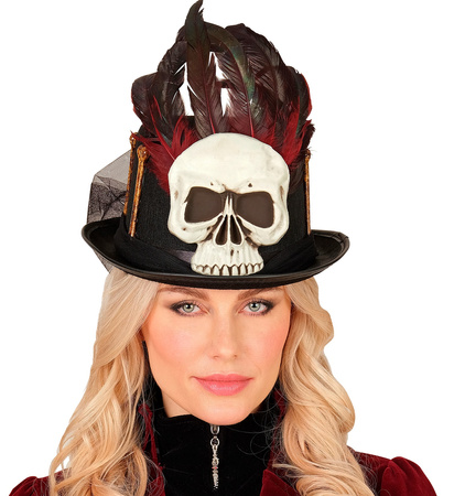 KAPELUSZ VOODOO CZASZKA KOŚCI PIÓRKA HALLOWEEN
