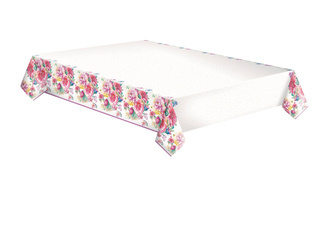 OBRUS PAPIEROWY RÓŻOWE KWIATY 120 X 180 CM