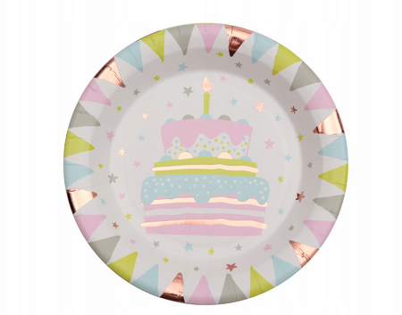 ZESTAW HAPPY BIRTHDAY TORT TALERZYKI+KUBECZKI