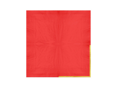 SERWETKI PAPIEROWE CZERWONE ZE ZŁOTYM OBRAMOWANIEM 33X33 CM 10 SZT