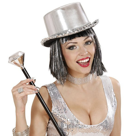 CYLINDER SREBRNY Z CEKINAMI