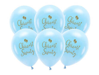 BALONY ECO BŁĘKITNE 33 CM CHRZEST ŚWIĘTY 6 SZT.