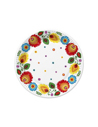 TALERZYKI PAPIEROWE HAFT ŁOWICKI 23 CM 8 SZT.