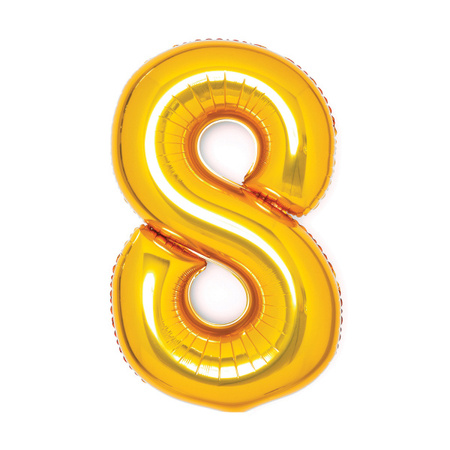 BALON FOLIOWY CYFRA 8 ZŁOTY 66 CM