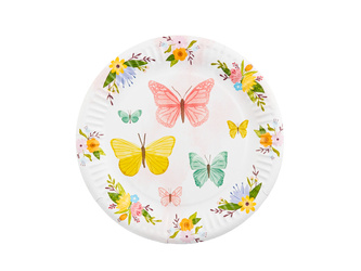 TALERZYKI PAPIEROWE MOTYLE 18 CM 6 SZT.