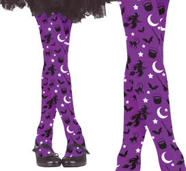 RAJSTOPY FIOLETOWE Z MOTYWEM HALLOWEEN