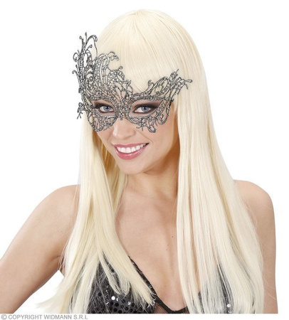 MASKA KORONKA AŻUROWA SREBRNA