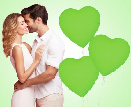 BALON FOLIOWY SERCE NEONOWY ZIELONY 46 CM