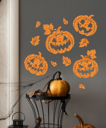 NAKLEJKA BROKATOWA 30 X 40 CM POMARAŃCZOWA DYNIE