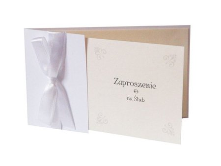 Zaproszenia ślubne z kokardą, biały (1 op. / 10 szt.)