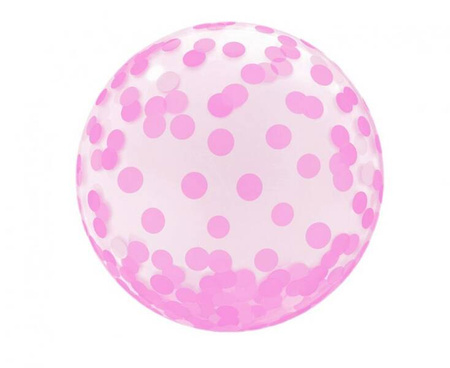 BALON KRYSZTAŁOWY RÓŻOWE GROCHY 18 CALI 37 CM