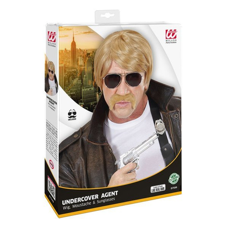 PERUKA AGENT BLOND + WĄS