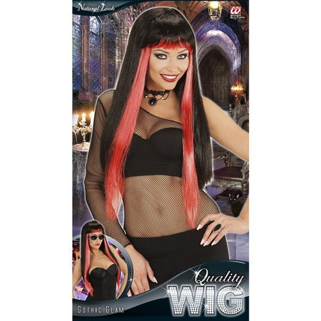 PERUKA DAMSKA GOTYCKA CZARNO-CZERWONA